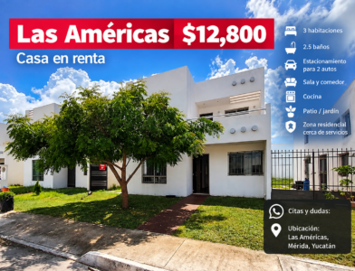 casa en renta en merida, Las Américas - 3 habitaciones